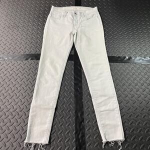 Levi's Jeans Womens 26 Light Gray 710 Super Skinny Raw Fringe Hem Stretch Denim